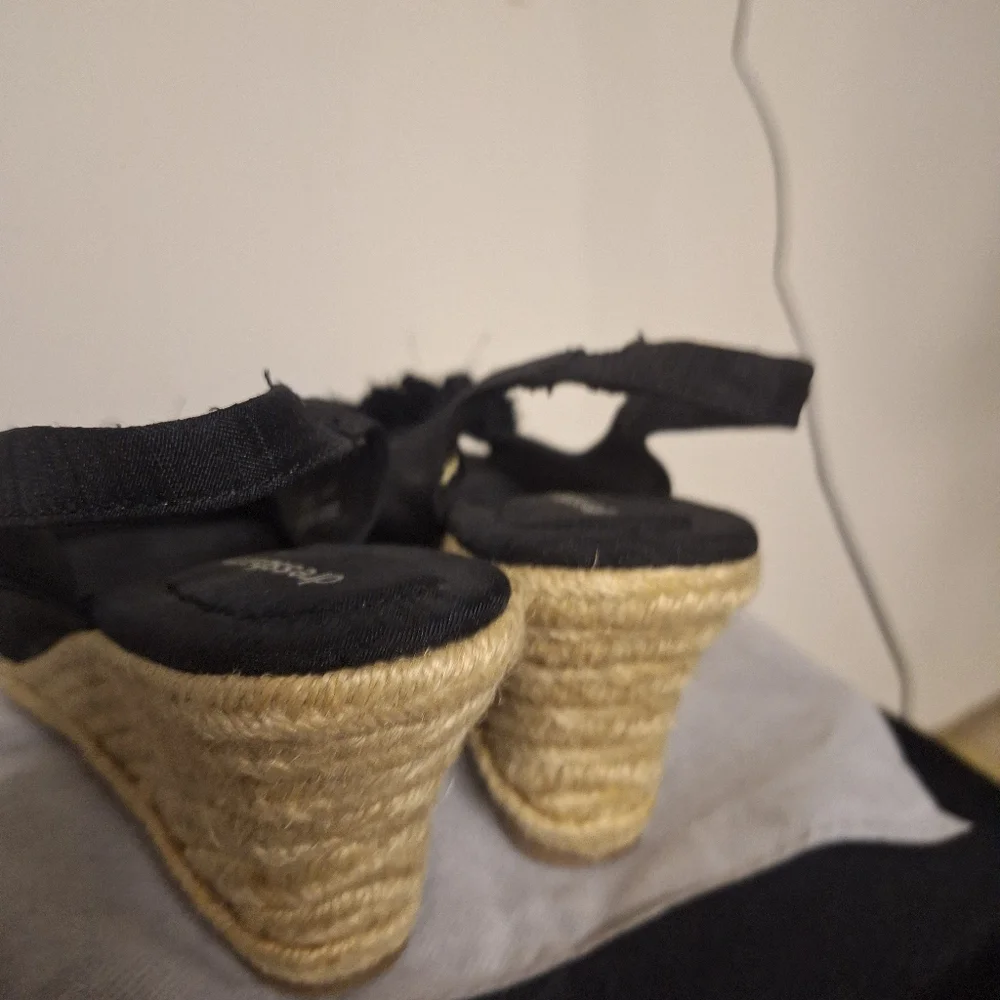 Dressbarn Black Espadrille Slingback Shoes Size 8